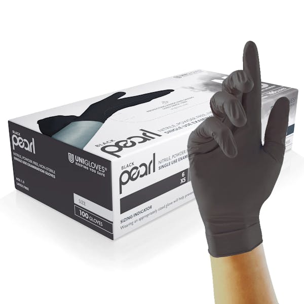 Unigloves Black Nitrile Powder Free Gloves Large